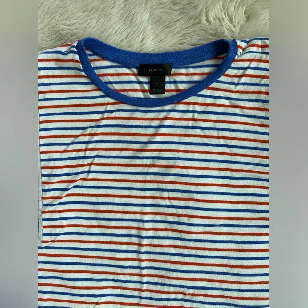J. Crew Striped Short Sleeve Tee - Red, Blue, White